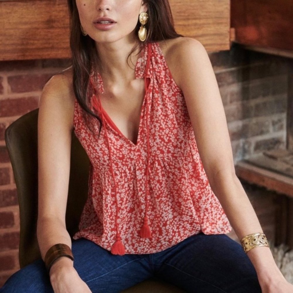 Sezane Iseé delicate floral tassel blouse